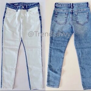 GYMBOREE Colorblocked Super Skinny Jeans White Blue Girl Size 7 NWT